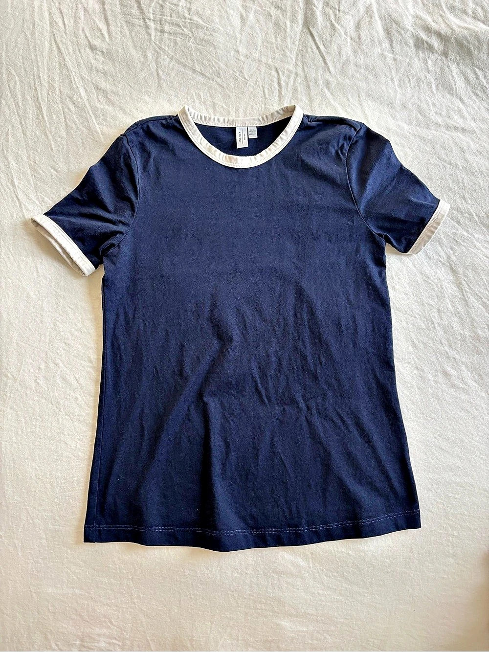 & Other Stories Navy Cotton Shirt with White Trim *XS*